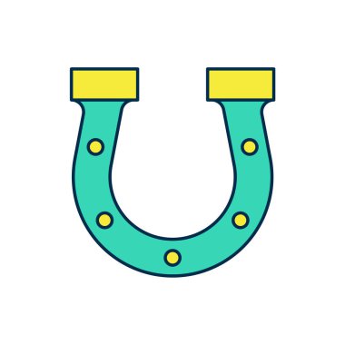 Beyaz arkaplanda izole edilmiş ana hatlı at nalı simgesi. Vektör