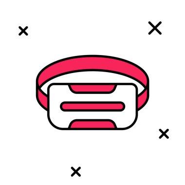 Doldurulmuş Sanal gerçeklik gözlüğü simgesi beyaz arkaplanda izole edilmiş. Stereoskopik 3D VR maskesi. Optik baş monte edildi. Vektör