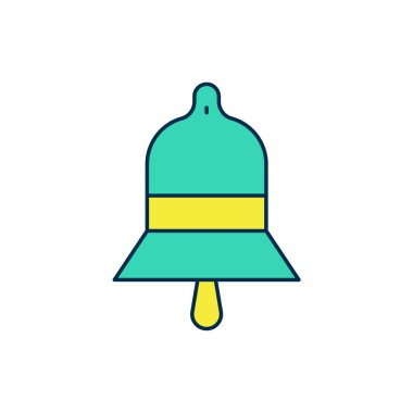 Doldurulmuş tren istasyonu çan simgesi beyaz arkaplanda izole edildi. Vektör