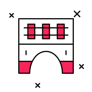 Tren simgesi için doldurulmuş ana hat köprüsü beyaz arkaplanda izole edildi. Vektör