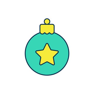 Doldurulmuş Noel balosu ikonu beyaz arka planda izole edilmiş. Mutlu Noeller ve mutlu yıllar. Vektör