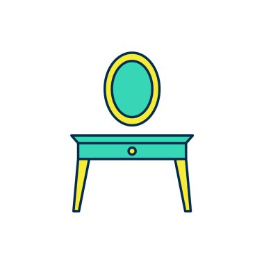 Doldurulmuş ana hatlar tablosu simgesi beyaz arkaplanda izole edildi. Vektör