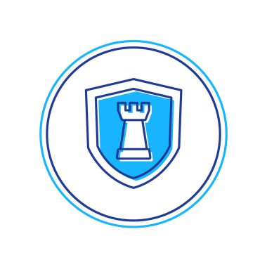 Doldurulmuş Satranç Kalkanı simgesi beyaz arkaplanda izole edildi. İş stratejisi. Oyun, yönetim, finans. Vektör