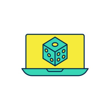 Doldurulmuş oyun zar simgesi beyaz arkaplanda izole edildi. Kumarhane kumarı. Vektör