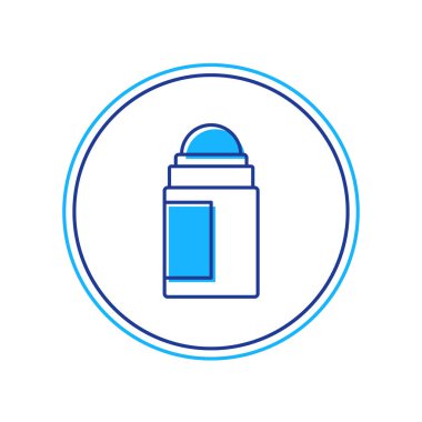 Beyaz arkaplanda izole edilmiş terleme önleyici deodorant rulo ikonu. Vücut hijyeni için kozmetik. Vektör