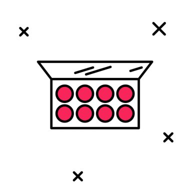 Beyaz arka planda izole edilmiş ayna ikonuyla doldurulmuş makyaj tozu. Vektör