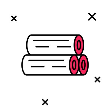 Doldurulmuş tahta logaritma simgesi beyaz arkaplanda izole edildi. Yakacak odun yığını. Vektör