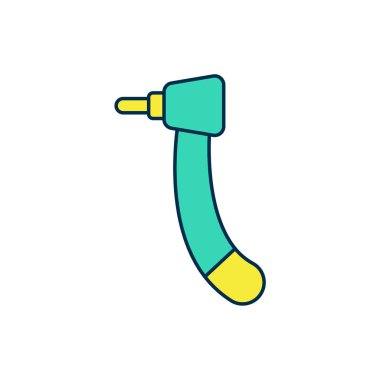 Doldurulmuş diş matkabı simgesi beyaz arkaplanda izole edildi. Delme ve öğütme aletleri için el işi. Vektör