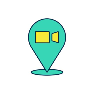 Beyaz arkaplanda izole edilmiş ana hatlı görüntülü sohbet ikonu. Çevrimiçi iş görüşmesi formu. Uzak proje yönetimi. Vektör