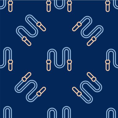 İp atlama simgesi mavi arkaplanda izole edilmiş. İp atlıyorum. Spor malzemeleri. Vektör