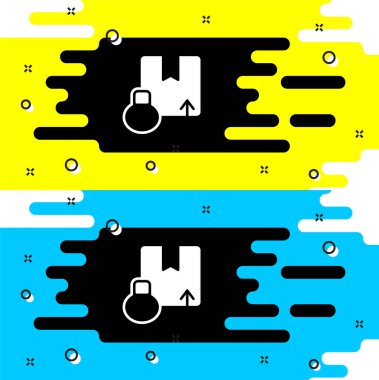 Siyah arkaplanda beyaz karton kutu simgesi var. Kutu, paket, paket işareti. Teslimat ve ambalaj. Vektör