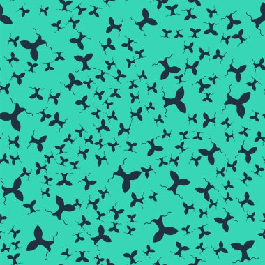 Okyanus dalgası ikonunda siyah balina kuyruğu yeşil arka planda izole edilmiş. Vektör