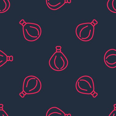 Kırmızı çizgi çöp torbası simgesi siyah arka planda izole edilmiş. Vektör