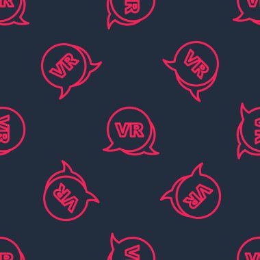 Kırmızı çizgi Sanal gerçeklik simgesi siyah arkaplandaki kusursuz deseni izole etti. Gelecekçi VR baş ekran tasarımı. Vektör