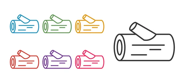 Setzen Sie Linie Holzlog-Symbol isoliert auf weißem Hintergrund. Brennholzstapel. Setzen Sie Symbole bunt. Vektor — Stockvektor