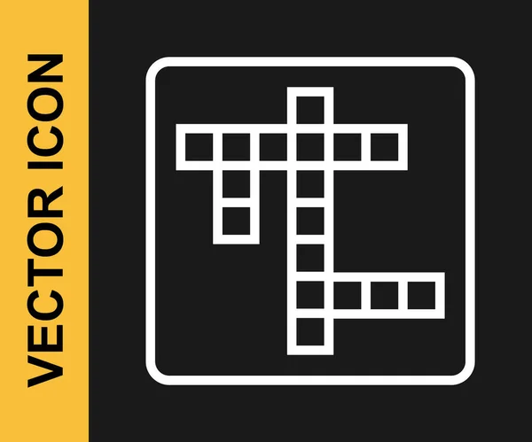 Weiße Linie Kreuzworträtsel-Symbol isoliert auf schwarzem Hintergrund. Vektor — Stockvektor