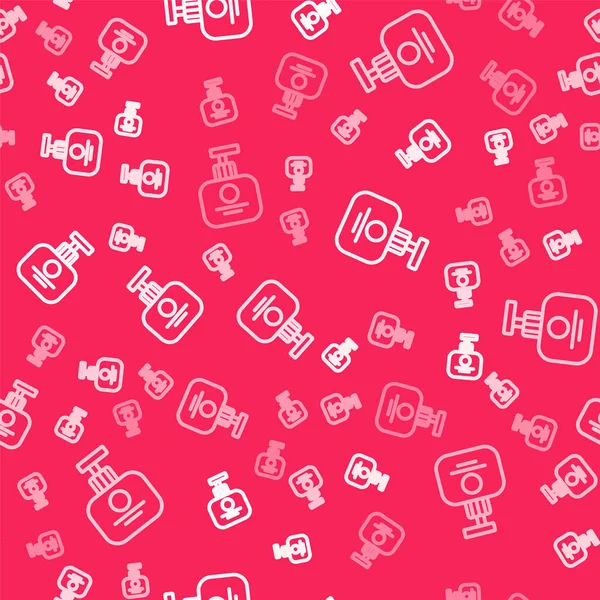 White line Tube of hand cream icon isolated seamless pattern on red background. Vector — 스톡 벡터