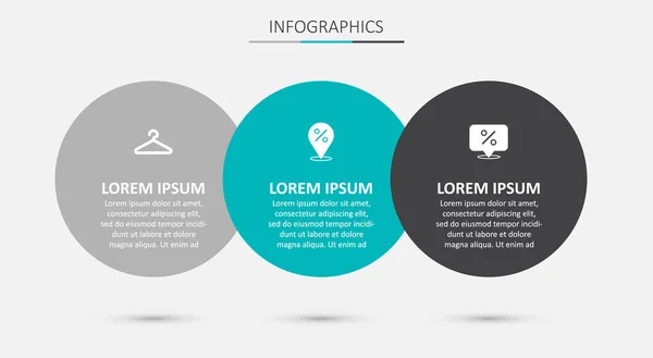 Establecer ubicación con por ciento, Percha armario y etiqueta de descuento. Plantilla de infografía empresarial. Vector — Archivo Imágenes Vectoriales