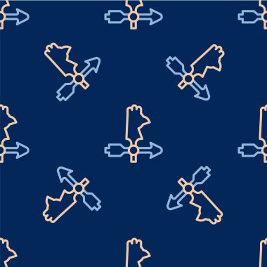 Hat Horozu rüzgar gülü ikonu mavi arka planda izole edilmiş pürüzsüz desen. Weathercock işareti. Rüzgar gülü horozu. Vektör