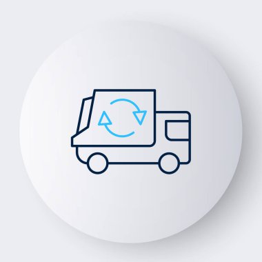 Çöp kamyonu simgesi beyaz arkaplanda izole edildi. Renkli taslak konsepti. Vektör