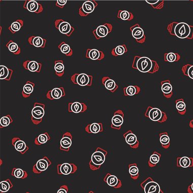 Çizgi doğa yaprağı ve batarya ikonu siyah arkaplanda izole edilmiş kusursuz desen. Enerji, ekoloji tasarruf kavramına dayanır. Vektör