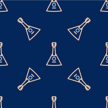 Çizgi müzik aleti Balalaika simgesi mavi arka planda kusursuz desen izole etti. Vektör