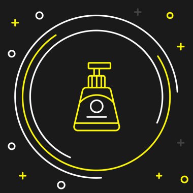 Çizgi kremi ya da losyon kozmetik tüp simgesi siyah arkaplanda izole edilmiş. Kadınlar için vücut bakım ürünleri. Renkli taslak konsepti. Vektör