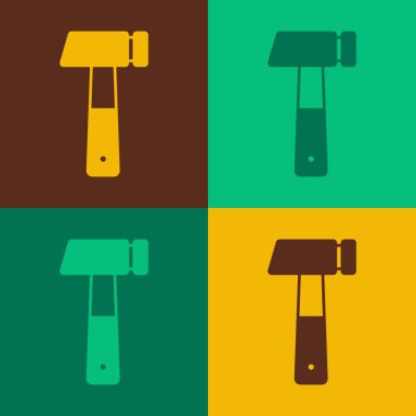 Pop Art Hammer simgesi renk arkaplanında izole edildi. Tamir için bir araç. Vektör