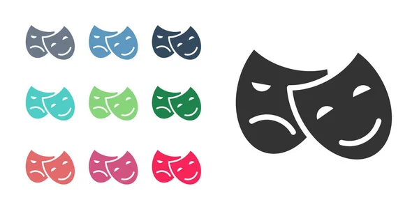 Black Comedy and tragedy theatrical masks icon isolated on white background. Set icons colorful. Vector — Stock Vector