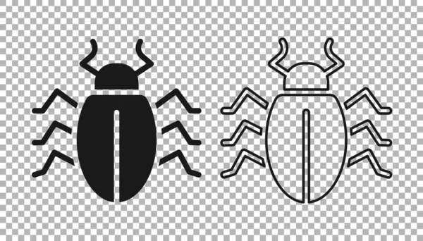 Zwarte Colorado kever pictogram geïsoleerd op transparante achtergrond. Vector — Stockvector