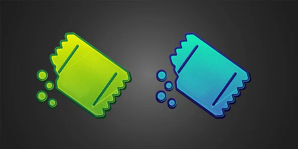 Green and blue Packet of pepper icon isolated on black background. Vector — 图库矢量图片