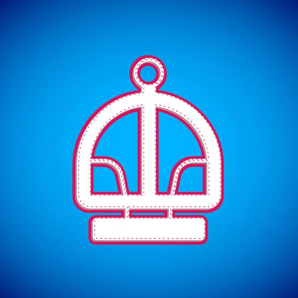 Witte attractie carrousel pictogram geïsoleerd op blauwe achtergrond. Amusementspark. Kinderspeelplaats, recreatiepark. Vector — Stockvector