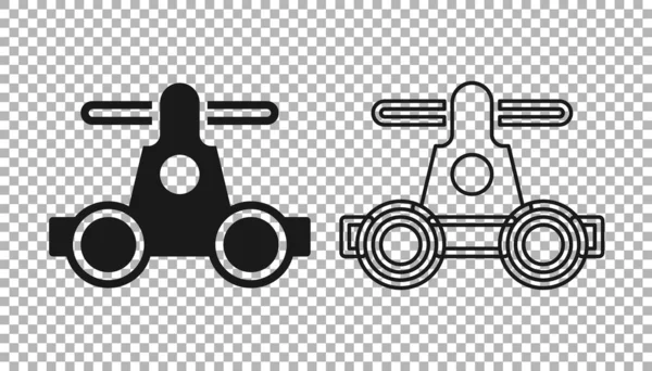 Černá Draisin handcar železniční kolo dopravní ikona izolované na průhledném pozadí. Vektor — Stockový vektor