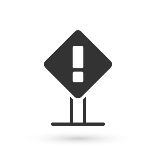 Graues Ausrufezeichen im quadratischen Frame-Symbol isoliert auf weißem Hintergrund. Gefahrenwarnzeichen, Vorsicht, Achtung, Gefahrenwarnung wichtiges Zeichen. Vektor — Stockvektor