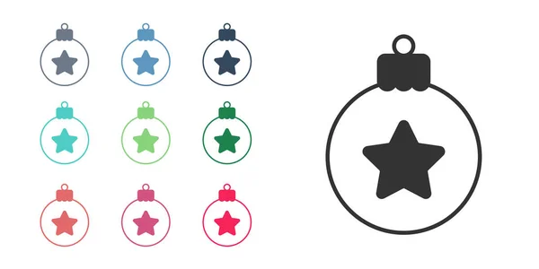 Schwarze Weihnachtskugel Ikone isoliert auf weißem Hintergrund. Frohe Weihnachten und ein gutes neues Jahr. Setzen Sie Symbole bunt. Vektor — Stockvektor