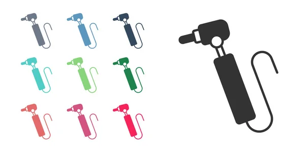 Black Tooth drill icon isolated on white background. Dental handpiece for drilling and grinding tools. Set icons colorful. Vector — 스톡 벡터