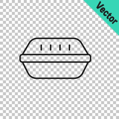 Şeffaf arkaplanda siyah çizgi beslenme kutusu simgesi izole edildi. Vektör