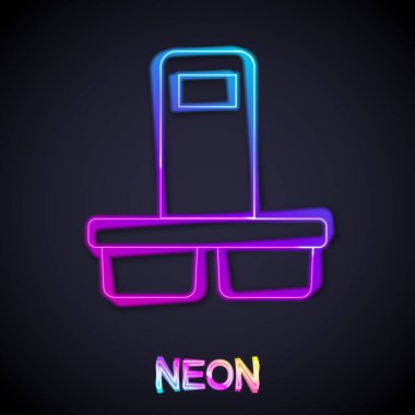 Siyah arka planda izole edilmiş parlak neon hattı kahve fincanı. Vektör