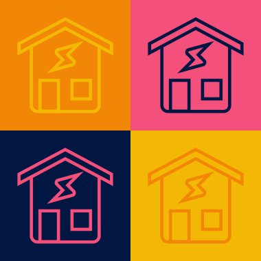 Pop Art Line Akıllı ev simgesi renk arkaplanında izole edildi. Uzaktan kumanda. Vektör