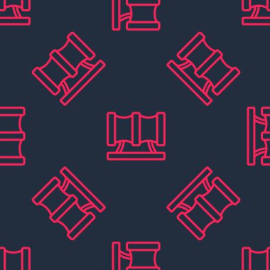 Kırmızı çizgi Kid oyun alanı kaydırak borusu simgesi siyah arka planda izole edilmiş pürüzsüz desen. Vektör