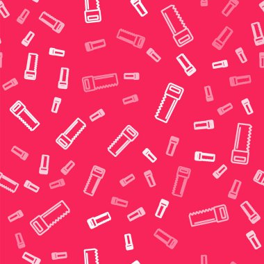 Beyaz çizgili El kırmızı arka planda izole edilmiş bir ikon gördü. Vektör