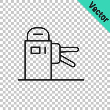 Şeffaf arkaplanda siyah çizgi turnike simgesi izole edildi. Vektör