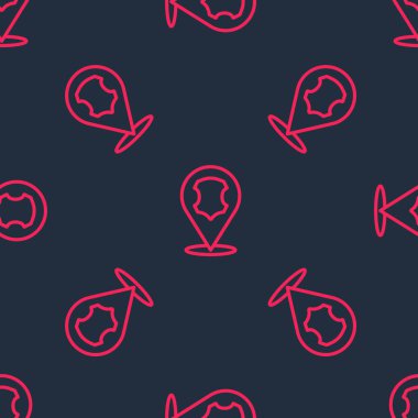 Kırmızı çizgi deri ikonu siyah arkaplandaki kusursuz deseni izole etti. Vektör