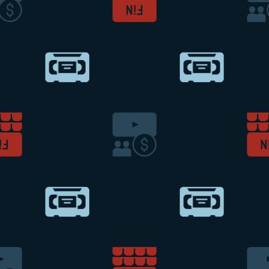 Sinema oditoryumunu ekran ile ve VHS video kasetini pürüzsüz desen ile ayarla. Vektör