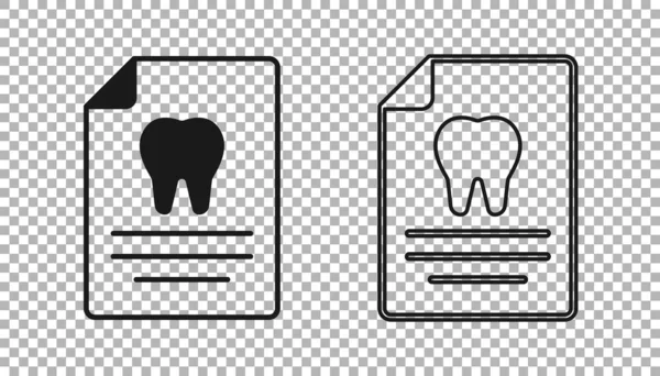 Schwarzes Klemmbrett mit Zahnarztkarte oder Patientenakte auf transparentem Hintergrund. Zahnzusatzversicherungen. Zahnklinikbericht. Vektor — Stockvektor
