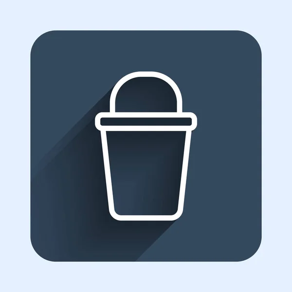 White line Bucket icon isolated with long shadow background. Cleaning service concept. Blue square button. Vector — 스톡 벡터