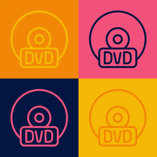 Pop art line CD vagy DVD lemez ikon elszigetelt színes háttér. Kompakt lemezjel. Vektor — Stock Vector