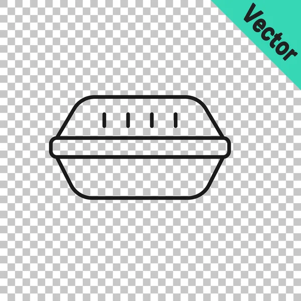 Schwarze Linie Lunchbox Symbol isoliert auf transparentem Hintergrund. Vektor — Stockvektor
