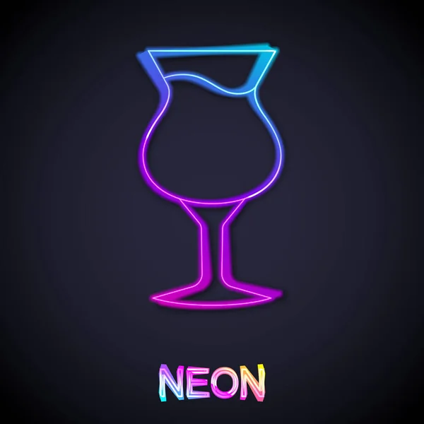 Glowing neon line Glass of beer icon isolated on black background. Vector — Stock Vector