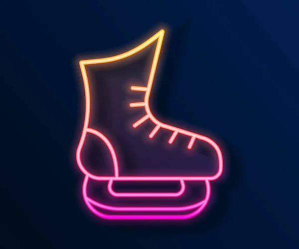 Zářící neonová čára Ikona brusle izolované na černém pozadí. Ikona bruslařských bot. Sportovní boty s čepelí. Vektor — Stockový vektor